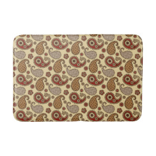 Paisley pattern, brown, tan and beige bath mat