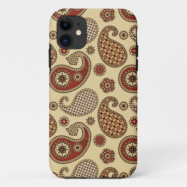 Paisley pattern, brown, tan and beige Case-Mate iPhone case (Back)