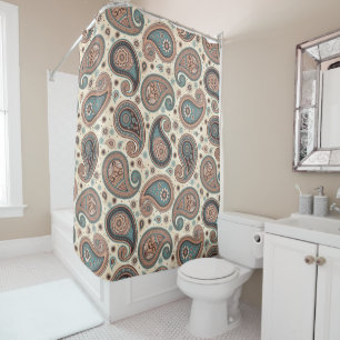 Paisley pattern brown teal beige elegant