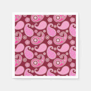 Paisley pattern, Burgundy, Pink and White Napkin