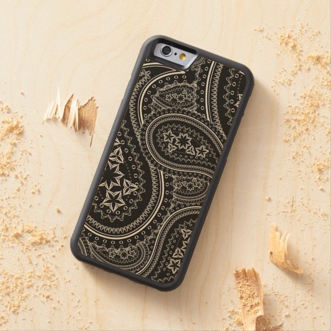 Paisley Pattern Carved Wood iPhone Case (In Situ)
