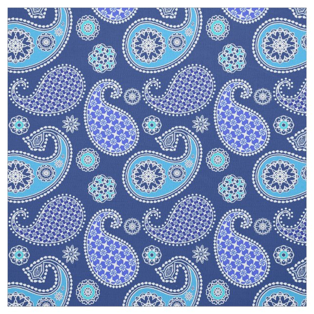Paisley pattern, cobalt blue and white fabric (Swatch)