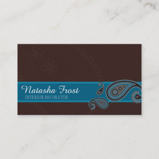 PAISLEY PATTERN cute pretty retro turquoise teal Business Card