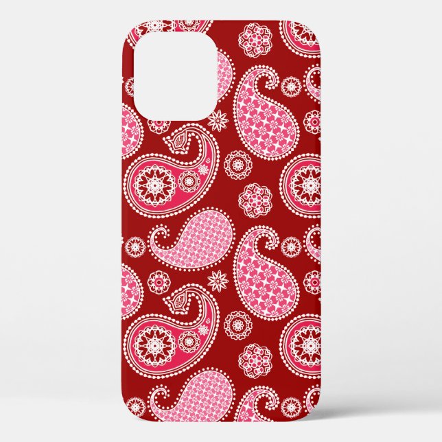 Paisley pattern, Dark Red, Pink and White Case-Mate iPhone Case (Back)