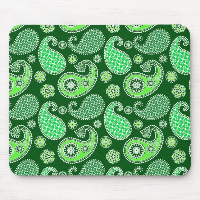 Paisley pattern, Emerald and Jade Green Mouse Pad (Front)