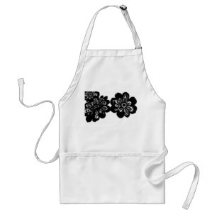 Paisley Pattern Flower Silhouettes Standard Apron