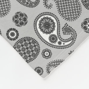 Paisley Pattern, Grey, Black and White   Fleece Bl