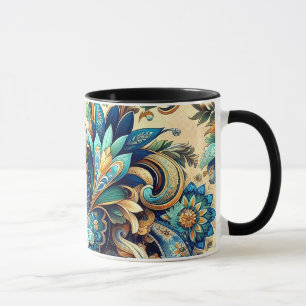 Paisley pattern in blues mug