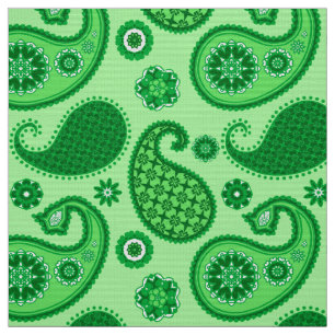 Paisley Pattern, Jade and Emerald Green Fabric