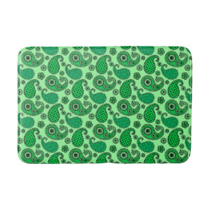 Paisley pattern, jade and mint green bath mat