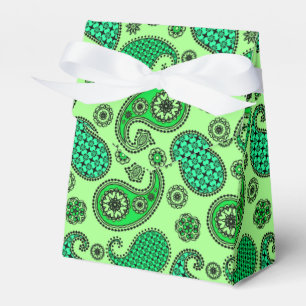 Paisley pattern, jade and mint green favor box