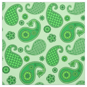Paisley Pattern, Lime and Emerald Green Fabric