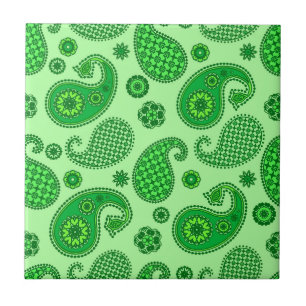 Paisley Pattern, Lime and Emerald Green Tile