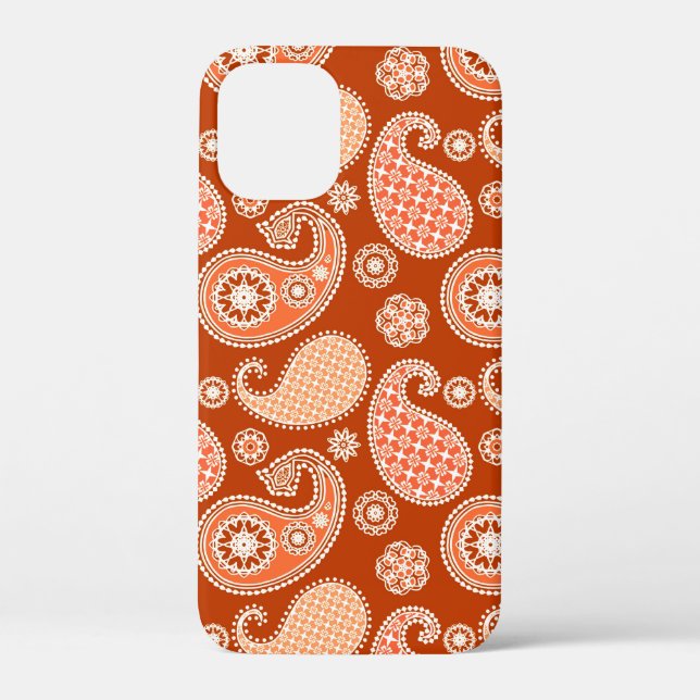 Paisley pattern, Mandarin Orange and White Case-Mate iPhone Case (Back)