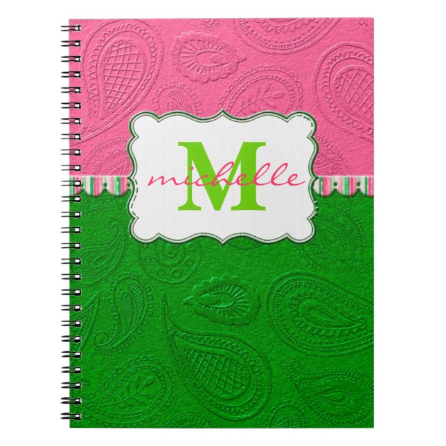 Paisley Pattern Monogram Notebook (Front)