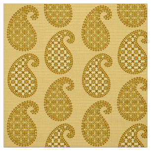 Paisley pattern, mustard gold and pale yellow fabric