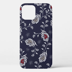 paisley pattern on navy iPhone 12 case