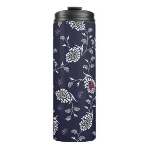 paisley pattern on navy thermal tumbler