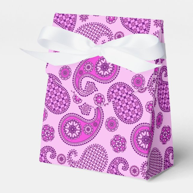 Paisley pattern, orchid and amethyst purple favor box (Front Side)