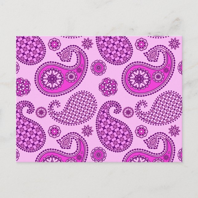Paisley pattern, orchid and amethyst purple postcard (Front)