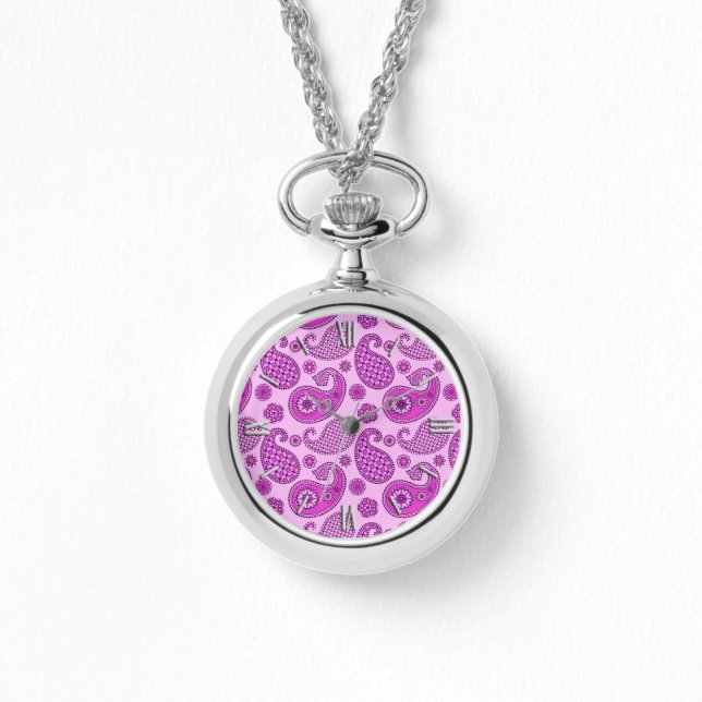 Paisley pattern, orchid and amethyst purple watch (Front)