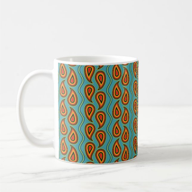 Paisley pattern,  ornamental fabric texture indian coffee mug (Left)