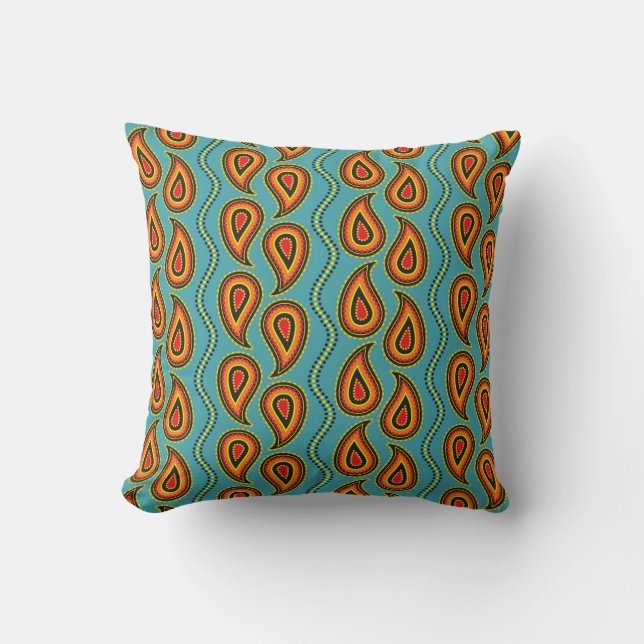 Paisley pattern,ornamental fabric texture indian s throw pillow (Front)