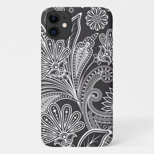 Paisley Pattern, Persian Paisley, Black and White Case-Mate iPhone Case (Back)