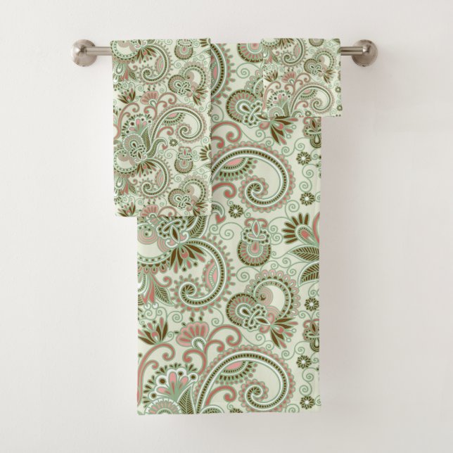 Paisley Pattern, Persian Paisley, Oriental Paisley Bath Towel Set (Insitu)