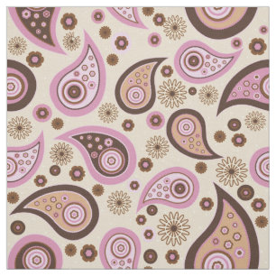 Paisley pattern pink brown elegant fabric