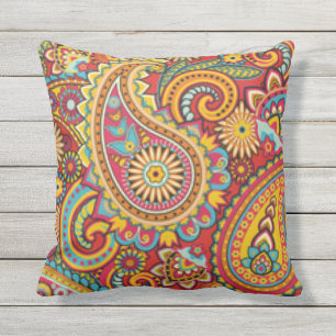 Paisley Pattern Print Outdoor Pillow