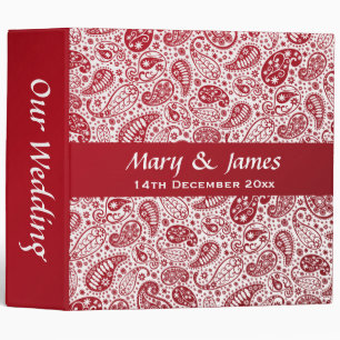Paisley Pattern Red Green Elegant Wedding Binder