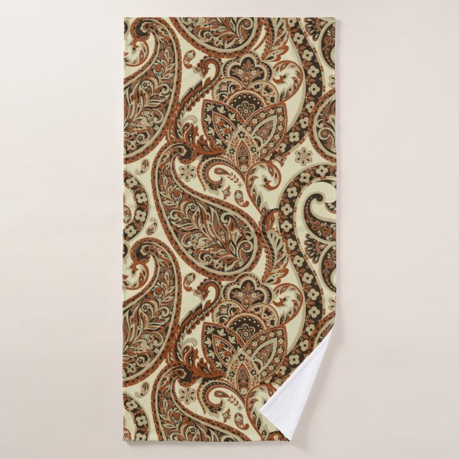 Paisley Pattern. Seamless Asian Textile Background Bath Towel (Bath Towel)
