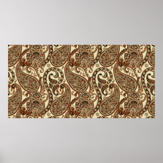 Paisley Pattern. Seamless Asian Textile Background Poster (Front)