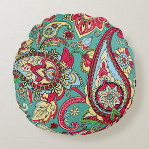Paisley pattern. Seamless oriental pattern based o Round Pillow