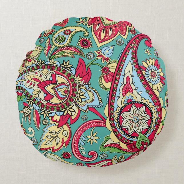 Paisley pattern. Seamless oriental pattern based o Round Pillow (Front)
