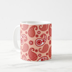 Paisley Pattern, Shades of Coral Orange  Coffee Mu Mug
