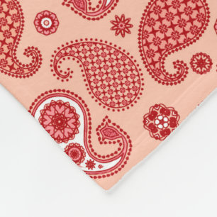 Paisley Pattern, Shades of Coral Orange  Fleece Blanket