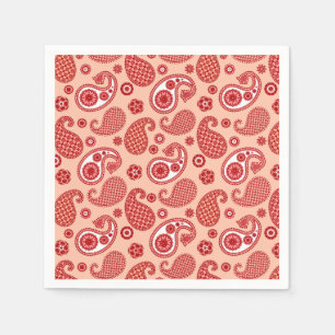 Paisley Pattern, Shades of Coral Orange  Napkin