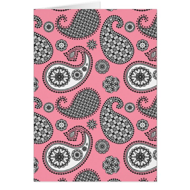 Paisley pattern, shades of grey on pink (Front)