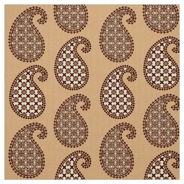 Paisley pattern, tan, cream and chocolate fabric (Swatch)
