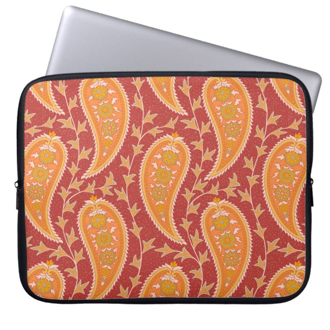 Paisley pattern. Turkish cucumber. Maroon-orange c Laptop Sleeve (Front)