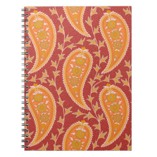 Paisley pattern. Turkish cucumber. Maroon-orange c Notebook