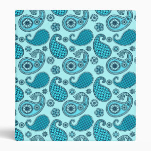 Paisley pattern, turquoise, aqua and navy binder