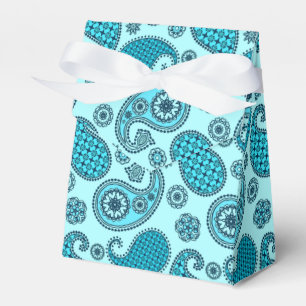Paisley pattern, turquoise, aqua and navy favor box