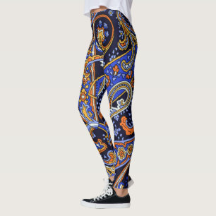 Paisley Pattern Vintage Blue Retro Leggings