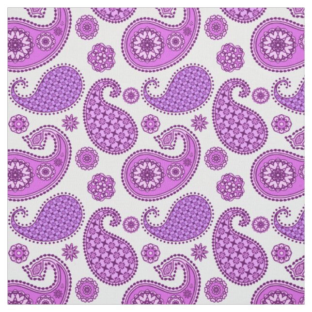 Paisley pattern, violet, purple and white fabric (Swatch)