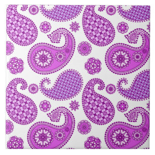 Paisley pattern, violet, purple and white tile