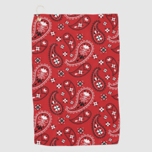 Paisley Pattern with Red Background-23214 Golf Towel