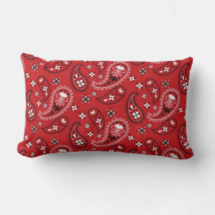 Paisley Pattern with Red Background-23214 Lumbar Pillow
